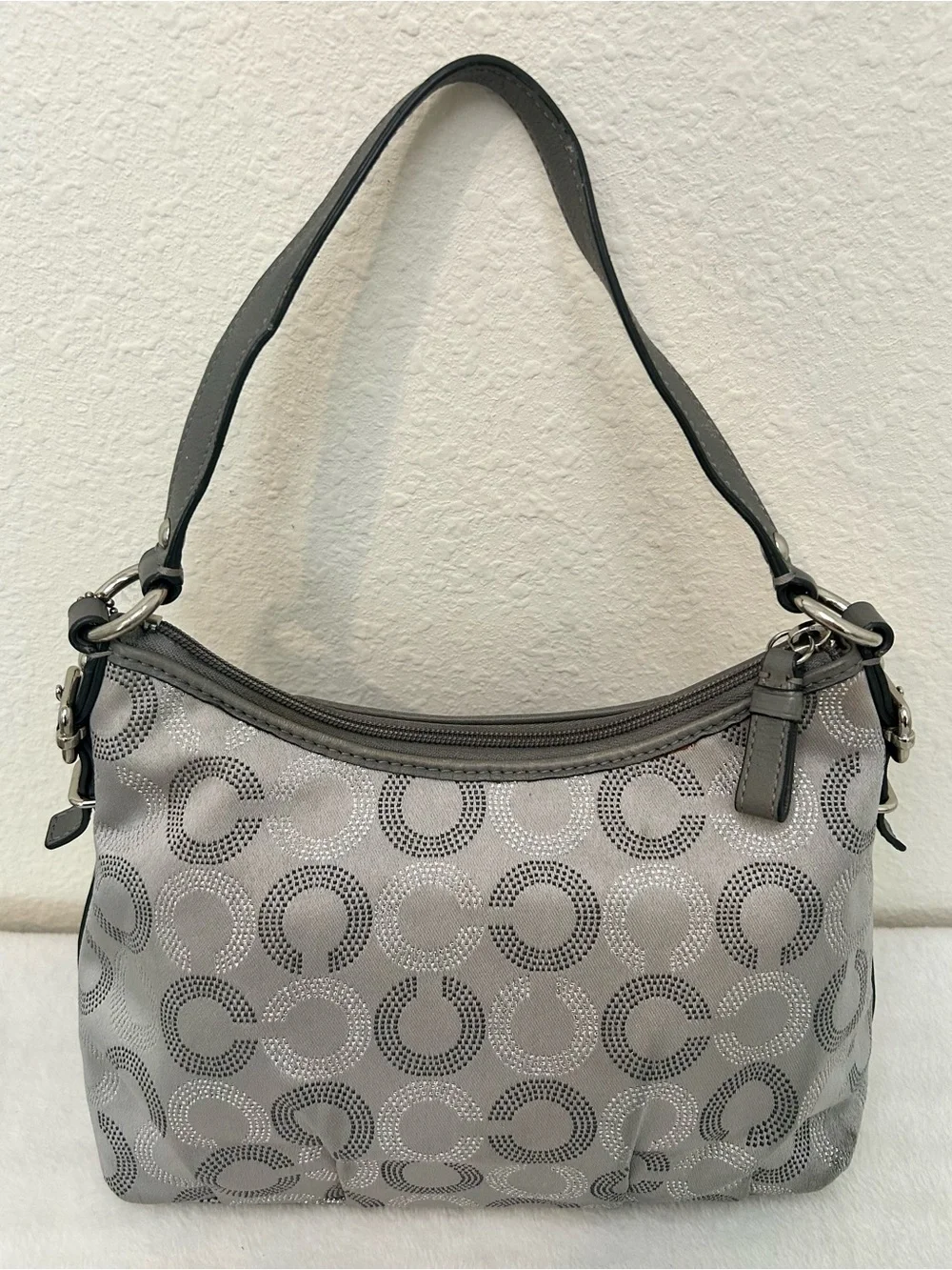 Coach Madison Dotted Op Art Gray G1082- 44379 Shoulder Bag Mini Hangtag Y2K